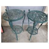 Two Art Deco Style Cast Metal Plant Stands - 28'