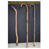 Three Hand Made Wooden Canes