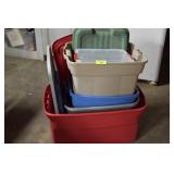 Five Plastic Totes. All w/Lids