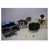 Four Vintage Cameras - Kodak 304 With Hard Case,