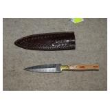 Brown/Tan Handle Damascus Style Dirk w/ Leather
