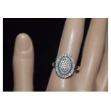 Sterling & Clear Stone Ring   Sz 8-3/4