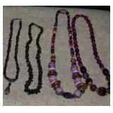 Two Garnet Stone Necklaces & Two Costume Necklaces