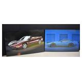 Two Framed Corvette Prints, 17x11'