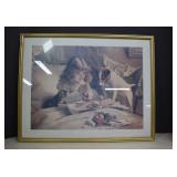 Vtg. Charles Burton Barber 'Suspense' Framed Print