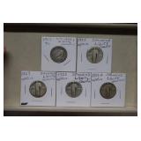 (5) Standing Liberty Silver Quarters 1917 -1929S
