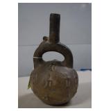 Blackware Stirrup Spout Vase Antique