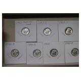 (7) Mercury Silver Dimes  1942 to 1945-D Mix