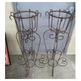 Two Vintage Wrought Iron Plant Stands - 38' Tall