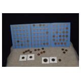 (24) Wheat Pennies in Partial Album, (10) Loose &