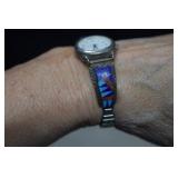 Sterling Band w/ Lapis, Turq. & Coral  Marked LV**