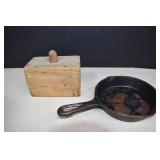 Vintage Butter Mold & Small #3 Cast Iron Skillet
