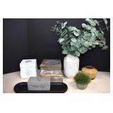 Faux Plants,Tissue Cover,Large Candle Pillar and