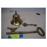 Large Brass Key, Bell & Mixed Metal Decorative Key