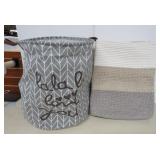 Two NEW Laundry Basket Totes - Woven and Canvas