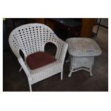 White Wicker Chair and Table