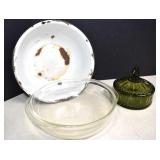 Vtg. Indiana Glass Green Candy Dish,Pyrex