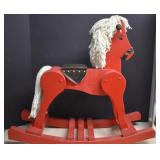 Vintage Red Wooden Rocking Horse