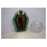 Stained Glass Framed Mirror & Glass Bowl