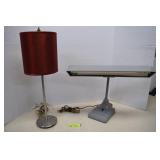Vintage Desk Lamp & Red Shade Table Lamp
