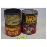 Four Vintage Coffee Tins