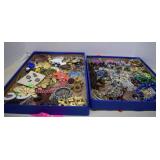 2 Trays Of Costume Jewelry - Trays Not Included -