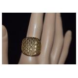 Sterling/Vermiel Basket Weave Ring  Sz 10-1/2