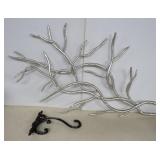 Metal Twigs Wall Decor and Cast Iron Hook