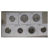 Seven War Nickels  1942 to 1945P Mix