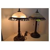 Pair of Vintage Look Frosted Glass Shade Table