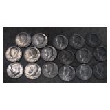 (17) Kennedy Half Dollars  1971 to 1995P Mix