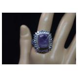 Sterling Ring w/Tourmaline&Purple Stones  10-1/4
