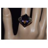 Sterling Amethyst Ring  Sz 9-1/2