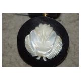 MOP Beaded Necklace w/ Carved MOP Flower Pend.