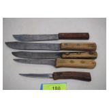 Vintage Wood Handled Knives. Several Old Hickory
