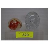 Two Hand Blown Glass Paper Weights