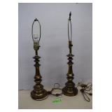 Two Brass Lamps Vintage