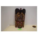 Hand Carved Kenyan Wooden Tribal Mask. Giraffes