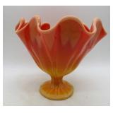 1960's LE Smith Bitterweet Slag Glass Compote