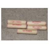 Five Unopened Rolls of Pennies 1980D