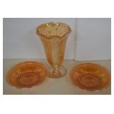 Jeanette Marigold Iris Vase and Anniversary Bowls