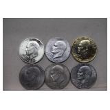 (7) Eisenhower Dollars 1921-S Proof to 1977D Mix