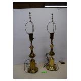Two Brass Lamps Vintage