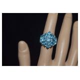 Sterling Ring w/ Topaz   Sz 6-1/4