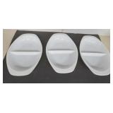 Three PYREX Divided Serving Dishes - 13'