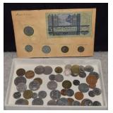 Foreign Coins - Austrian Money is Glued to Card