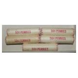 Five Rolls of Unopened 1980-D Pennies