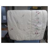 Waffle Design Quilt w/Embroidered Flowers - NOTE