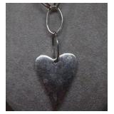 Silver Color Large Link & Heart Pendant Necklace