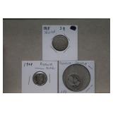 1868 Shield Nickel, 1908 Barber Silver Dime & 1911